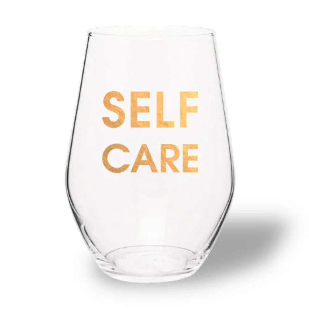SELF CARE - GOLD FOIL STEMLESS WINE GLASS