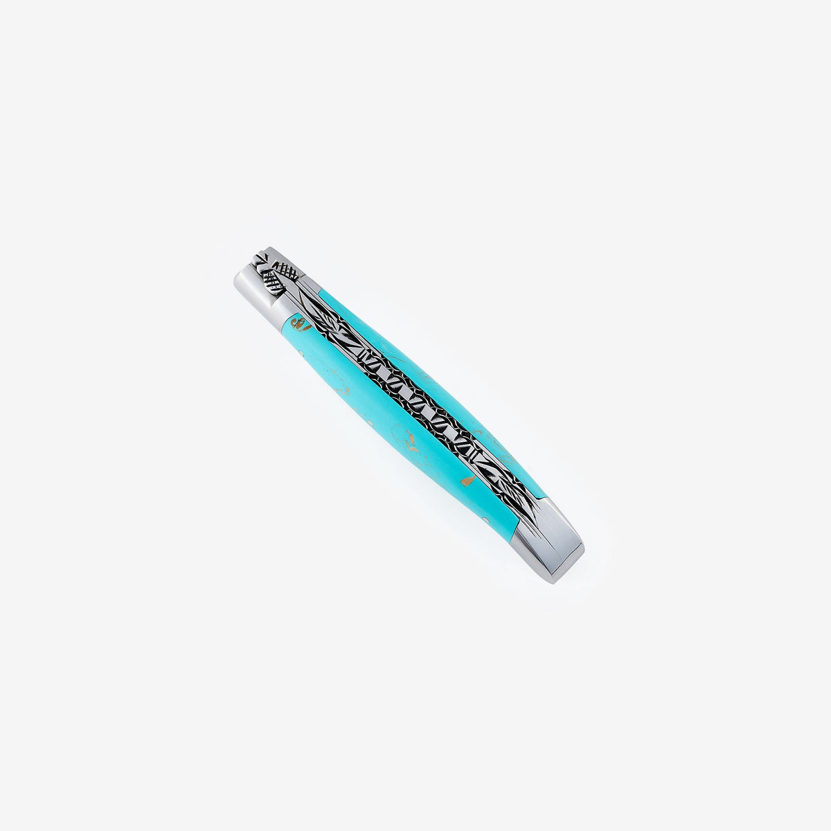 Laguiole en Aubrac Handcrafted Luxury Double Plated Multipurpose Knife with Turquoise Handle, 4.75-inches