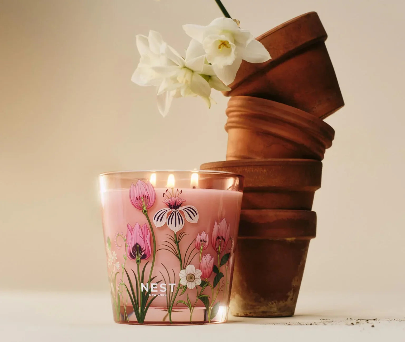 Himalayan Salt & Rosewater Decorative 3-Wick Luxury Candle NEST Large