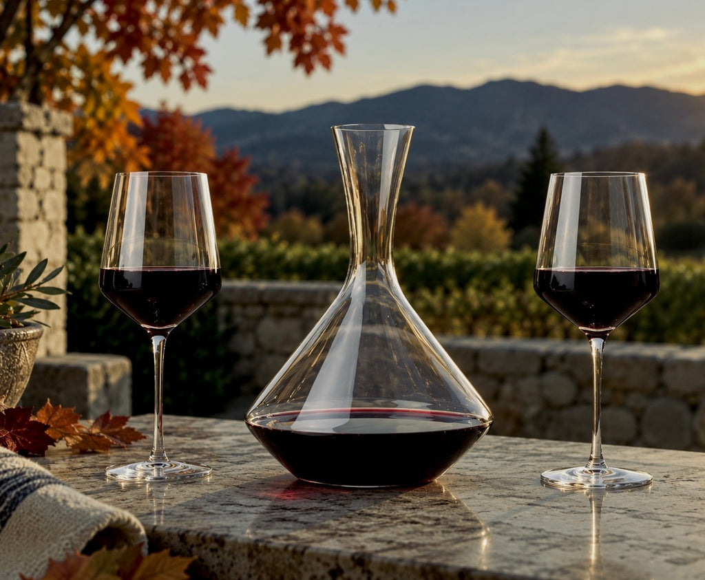 Raye Angled Crystal Bordeaux Decanter & Wine Glass Set