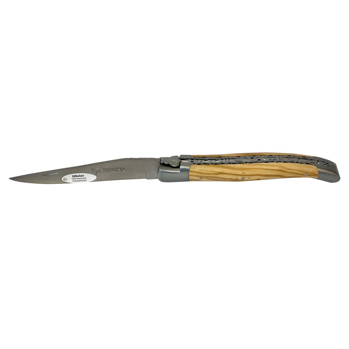 Laguiole en Aubrac Double Plated Folding Knife with Olivewood Handle, 4.75"