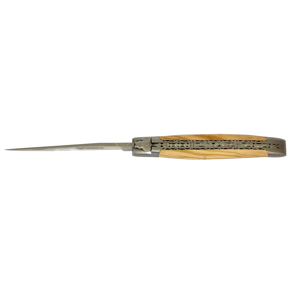 Laguiole en Aubrac Double Plated Folding Knife with Olivewood Handle, 4.75"