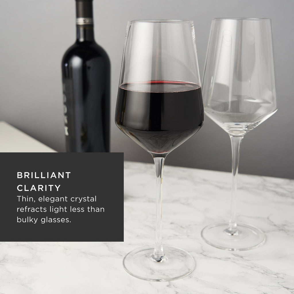 Raye Angled Crystal Bordeaux Decanter & Wine Glass Set