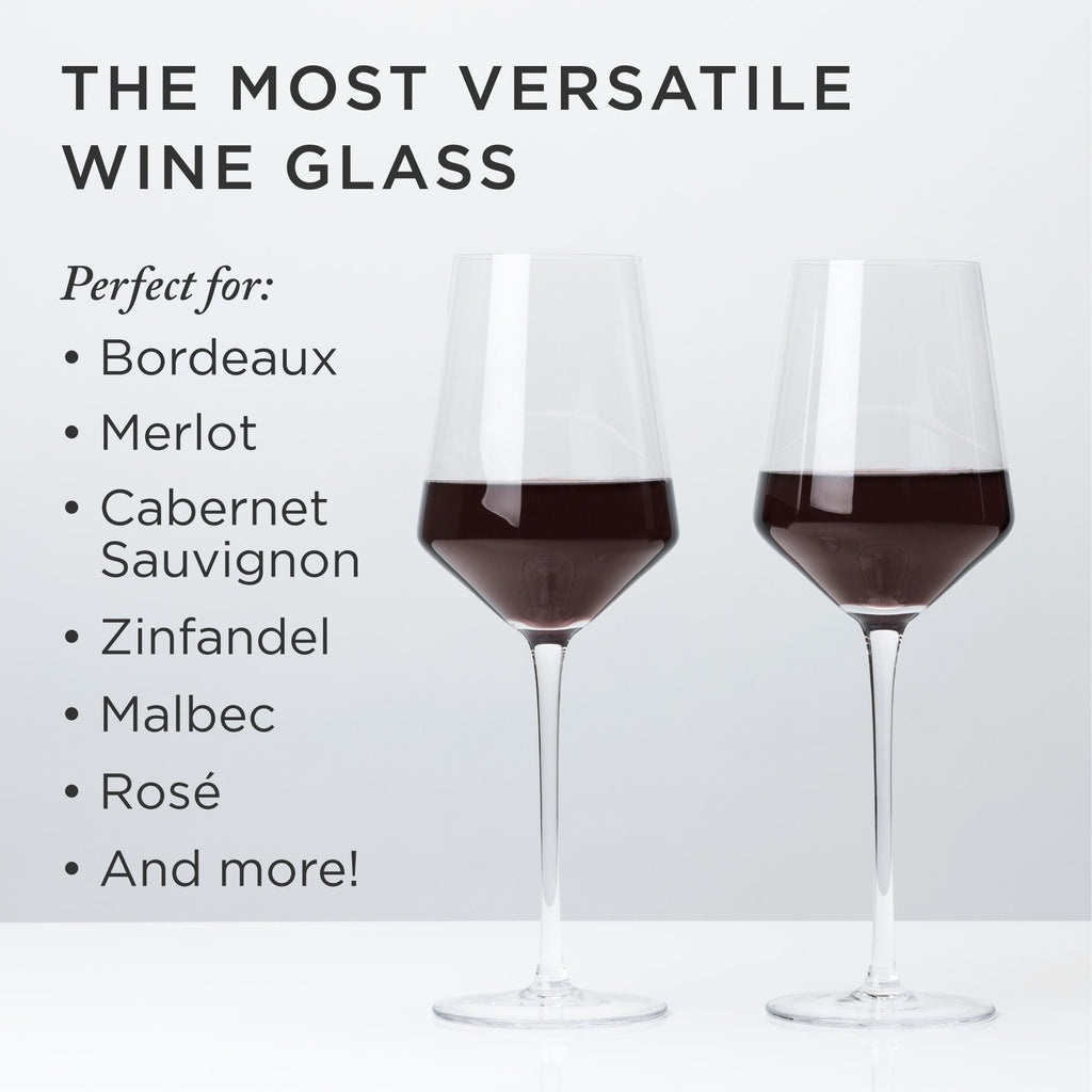 Raye Angled Crystal Bordeaux Decanter & Wine Glass Set